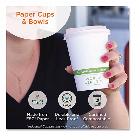 Paper Hot Cups, 12 oz, Natural, 20/Pack (CURTPA12)