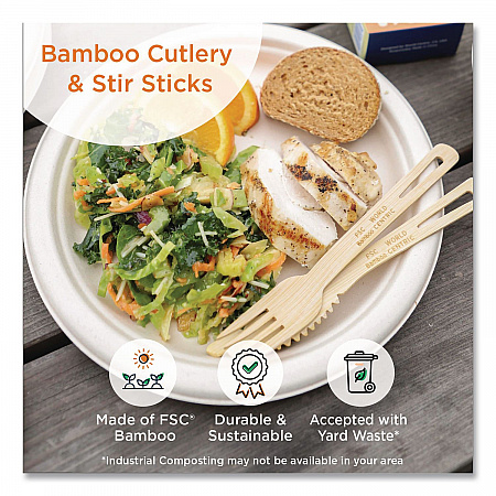 Bamboo Cutlery, Medium Heavyweight, Knife, Paper, Natural, 24/Pack (KNBBR)
