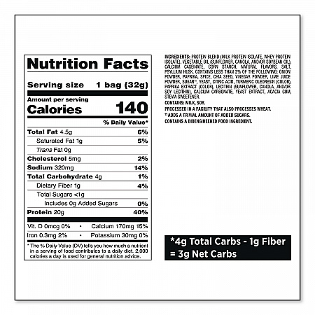 Chili Lime Tortilla Style Protein Chips, 1.1 oz Bag, 8/Carton (QUN01028)