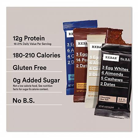 Adult Bars Variety Pack, 1.8oz Bar, (4) Chocolate Sea Salt, (2) Blueberry, (2) Coconut Chocolate, (2) Peanut Butter Chocolate (KEE00725)