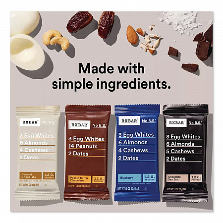 Adult Bars Variety Pack, 1.8oz Bar, (4) Chocolate Sea Salt, (2) Blueberry, (2) Coconut Chocolate, (2) Peanut Butter Chocolate (KEE00725)