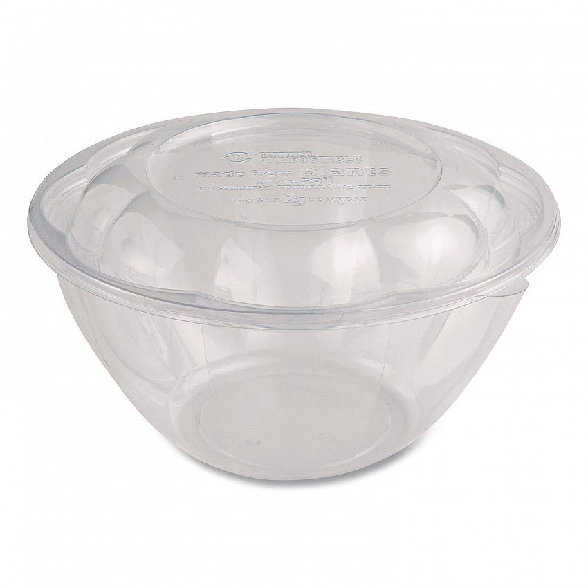 PLA Salad Bowls, 32 oz, 6.7" dia x 3.3" h, Clear, Plastic, 600/Carton (SBCS32)