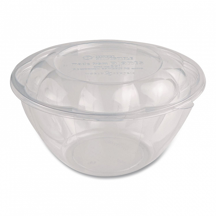 PLA Salad Bowl Lids, 6.8" dia x 0.8" h, Clear, Plastic, 600/Carton (SBLCS32)
