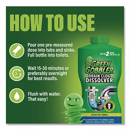 Green Gobbler Drain Clog Dissolver, 31 oz Bottle (G8015J)
