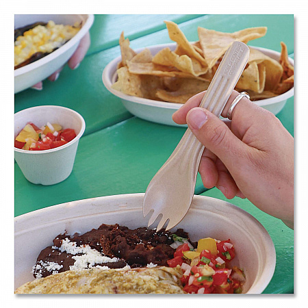 NoTree Cutlery, Light Mediumweight, Spork, Paper, Natural, 1,000/Carton (RKNT6)