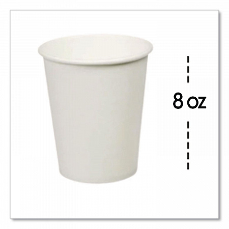 Individually Wrapped Paper Hot Cups, 8 oz, White, 300/Pack (WC8T)