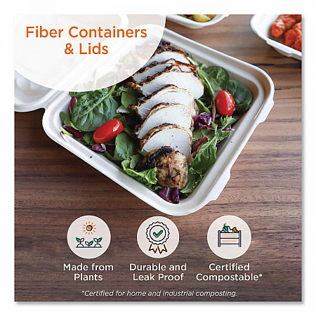 Laminated Fiber Containers, 30 oz, 6.7 x 8.7 x 2.1, Natural, Sugarcane Fiber, 400/Carton (CTSCU2LLF)
