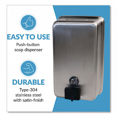 ClassicSeries Surface-Mounted Soap Dispenser, 40 oz, 4.75 x 3.5 x 8.13, Stainless Steel (2111)