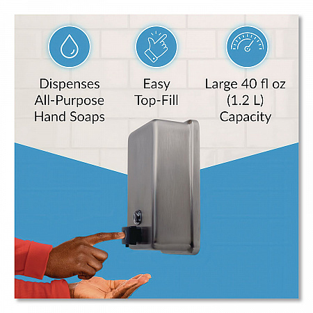 ClassicSeries Surface-Mounted Soap Dispenser, 40 oz, 4.75 x 3.5 x 8.13, Stainless Steel (2111)