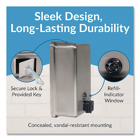 ClassicSeries Surface-Mounted Soap Dispenser, 40 oz, 4.75 x 3.5 x 8.13, Stainless Steel (2111)
