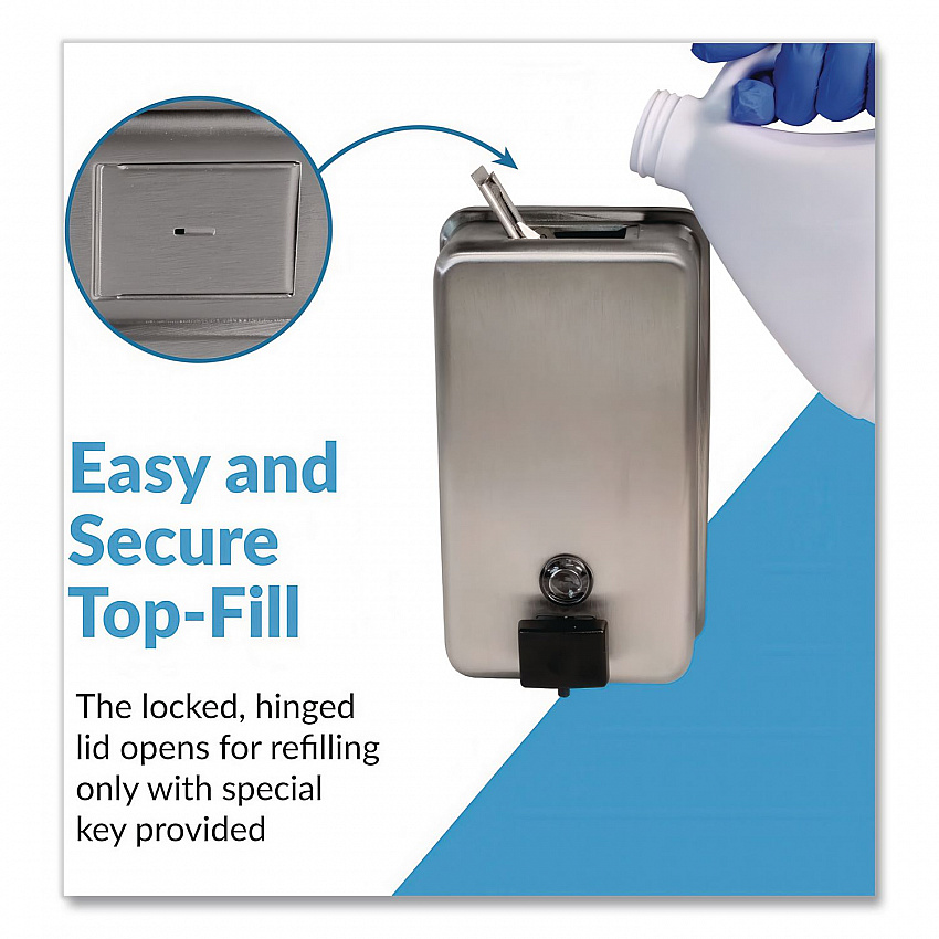 ClassicSeries Surface-Mounted Soap Dispenser, 40 oz, 4.75 x 3.5 x 8.13, Stainless Steel (2111)