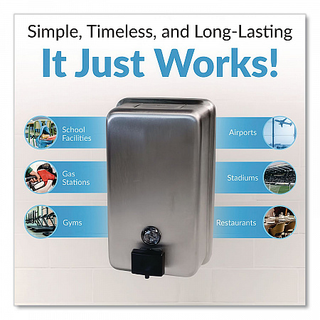 ClassicSeries Surface-Mounted Soap Dispenser, 40 oz, 4.75 x 3.5 x 8.13, Stainless Steel (2111)