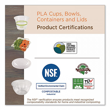 PLA Lids for Fiber Containers, 6.3 x 8.2 x 0.5, Clear, Plastic, 400/Carton (TRLCS8)