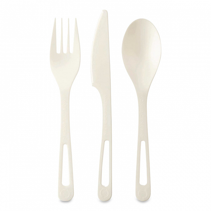 TPLA Cutlery, Medium Heavyweight, Fork/Knife/Spoon, Plastic, Light Beige, 24/Pack (ASPSR)