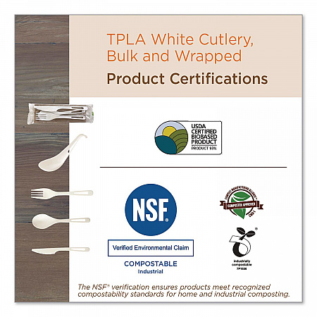 TPLA Cutlery, Medium Heavyweight, Fork/Knife/Spoon, Plastic, Light Beige, 24/Pack (ASPSR)