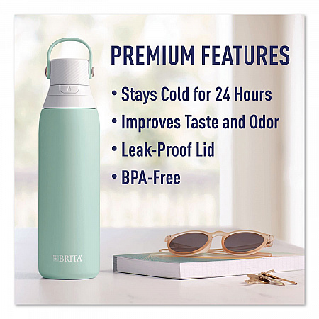 Stainless Steel Filtered Water Bottle, 20 oz, Glacier (36448)