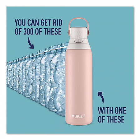 Stainless Steel Filtered Water Bottle, 20 oz, Rose (36452)