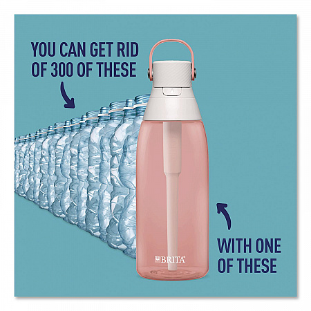 Plastic Filtered Water Bottle, 36 oz, Blush (36525)