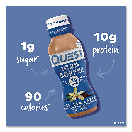Iced Coffee, Vanilla Latte, 10 oz Bottle, 12/Carton (QUN14436)