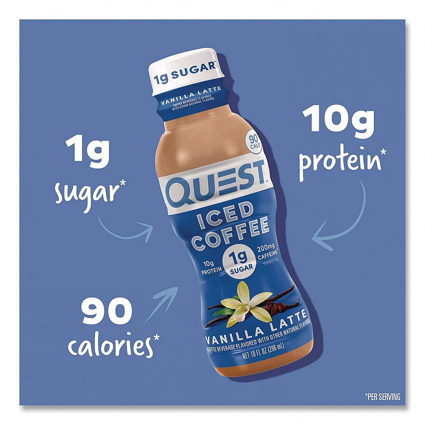 Iced Coffee, Vanilla Latte, 10 oz Bottle, 12/Carton (QUN14436)