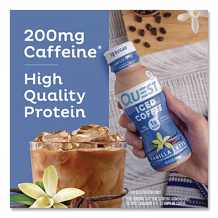 Iced Coffee, Vanilla Latte, 10 oz Bottle, 12/Carton (QUN14436)