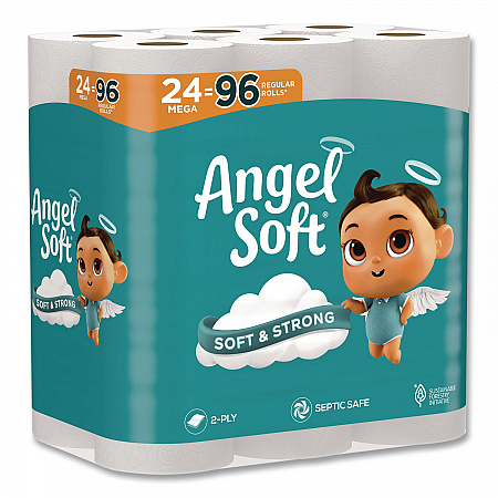 Mega Toilet Paper, Septic Safe, 2-Ply, White, 320 Sheets/Roll, 24 Rolls/Pack (794085)