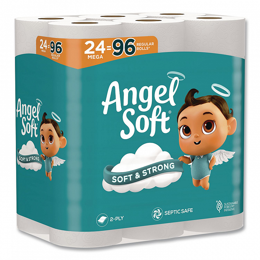 Mega Toilet Paper, Septic Safe, 2-Ply, White, 320 Sheets/Roll, 24 Rolls/Pack (794085)