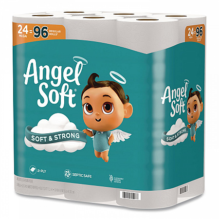 Mega Toilet Paper, Septic Safe, 2-Ply, White, 320 Sheets/Roll, 24 Rolls/Pack (794085)