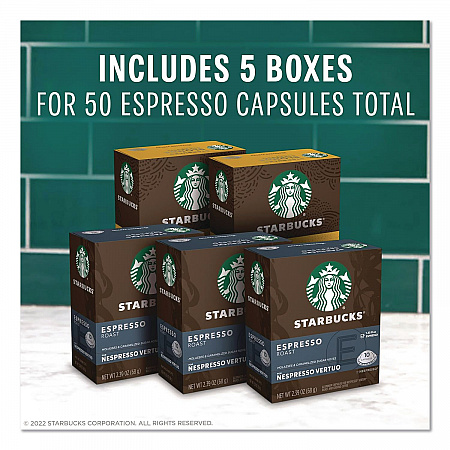 Vertuo Pods Variety Pack, Blonde Espresso Roast/Espresso Roast, 50/Box (117668)