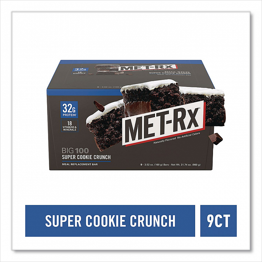 Big 100 Gluten Free Super Cookie Crunch Protein Bar, 3.52 oz, Individually Wrapped, 9/Box (24306984)