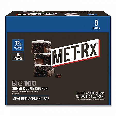 Big 100 Gluten Free Super Cookie Crunch Protein Bar, 3.52 oz, Individually Wrapped, 9/Box (24306984)