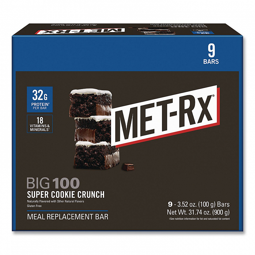 Big 100 Gluten Free Super Cookie Crunch Protein Bar, 3.52 oz, Individually Wrapped, 9/Box (24306984)