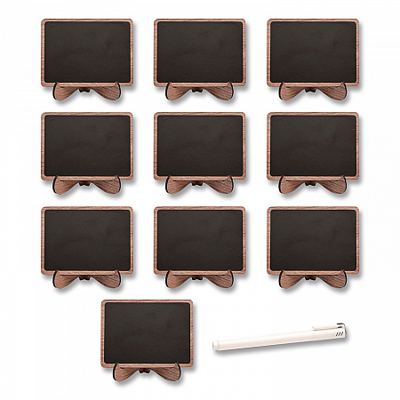 Mini Chalkboards, Black Surface, Brown Frame, 2.9 x 3.9, 10/Pack (MINICHLK)