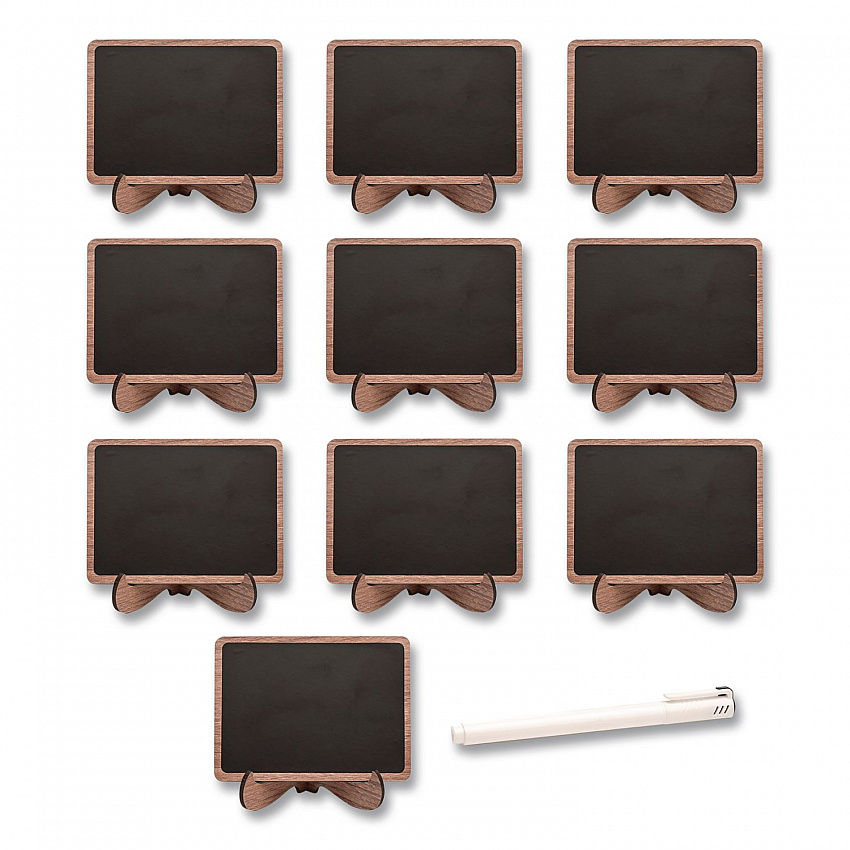 Mini Chalkboards, Black Surface, Brown Frame, 2.9 x 3.9, 10/Pack (MINICHLK)