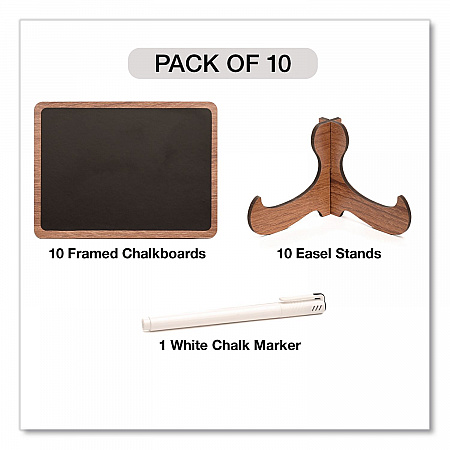 Mini Chalkboards, Black Surface, Brown Frame, 2.9 x 3.9, 10/Pack (MINICHLK)