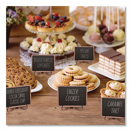 Mini Chalkboards, Black Surface, Brown Frame, 2.9 x 3.9, 10/Pack (MINICHLK)