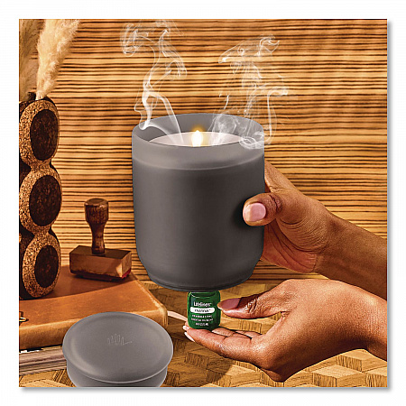 Aromatherapy Essential Oil Flameless Candle Diffuser, Fir Needle and Pine Scent Essential Oil, 5 x 5 x 5, Frosted Glass (111612)