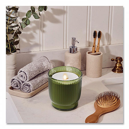 Aromatherapy Essential Oil Flameless Candle Diffuser, Grapefruit and Bergamot Essential Oil, 5.5 x 5.5 x 5.5, Olive (LL111621)
