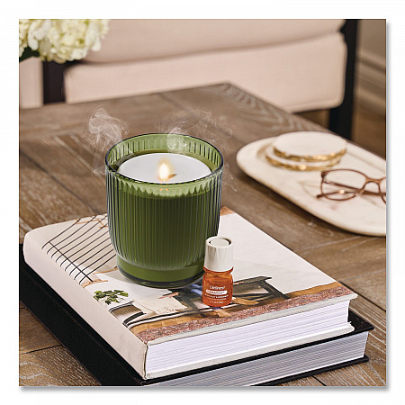 Aromatherapy Essential Oil Flameless Candle Diffuser, Grapefruit and Bergamot Essential Oil, 5.5 x 5.5 x 5.5, Olive (LL111621)