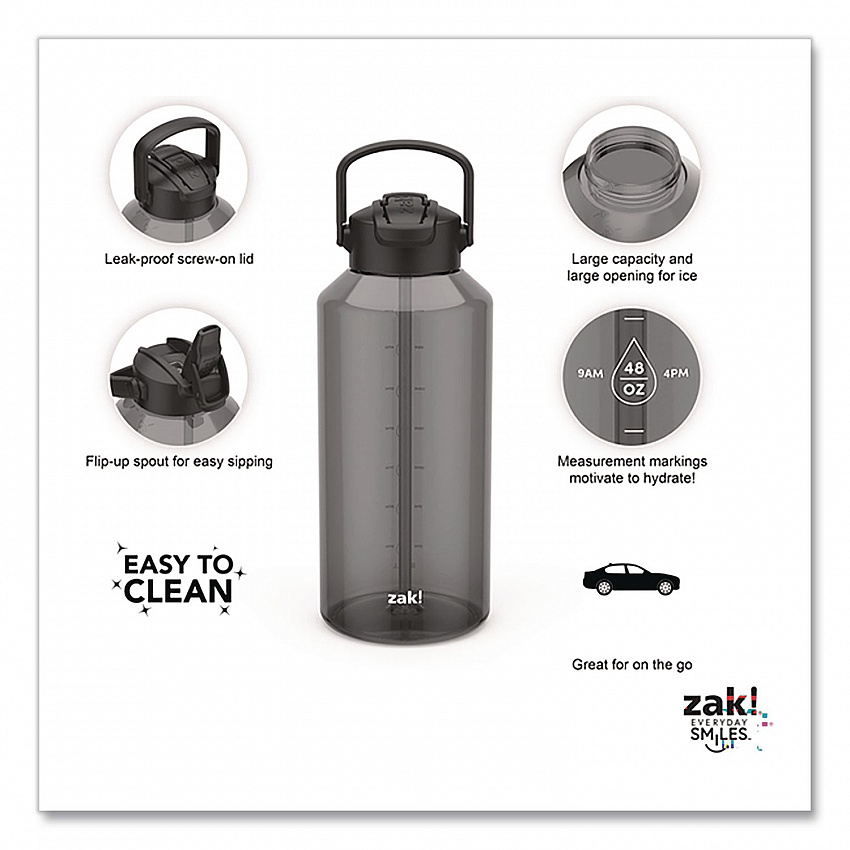 Liberty Plastic Water Bottle, 64 oz, Ebony (0015X270)