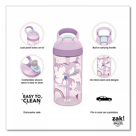Atlantic Plastic Water Bottle, 16 oz, Fanciful Unicorn (7190T380)