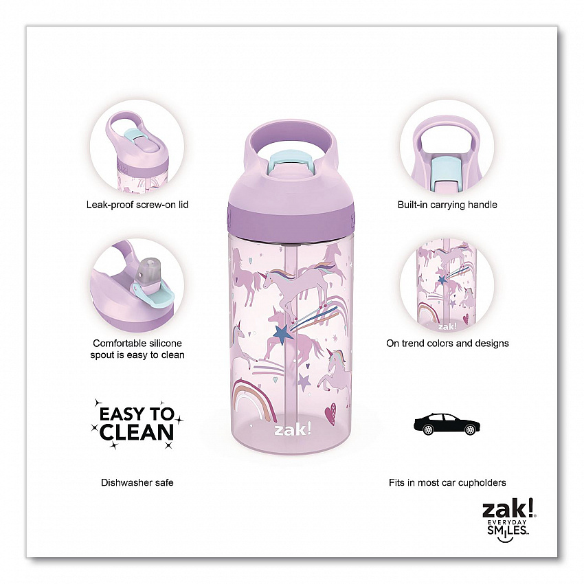 Atlantic Plastic Water Bottle, 16 oz, Fanciful Unicorn (7190T380)