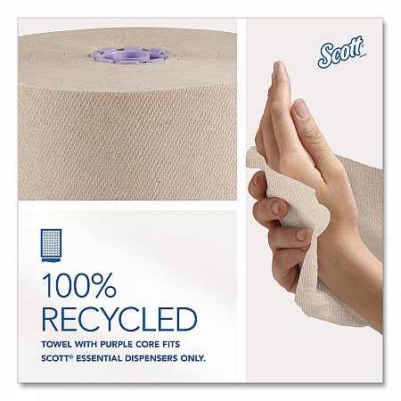 100% Recycled Hard Roll Paper Towels, 1-Ply, 8