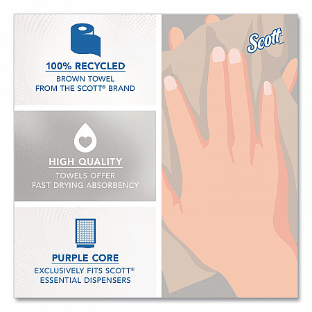 100% Recycled Hard Roll Paper Towels, 1-Ply, 8