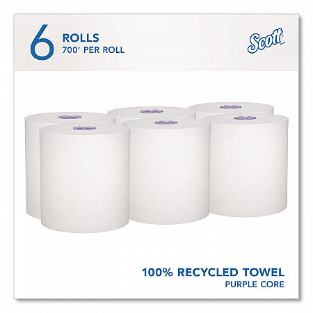100% Recycled Hard Roll Paper Towels, 1-Ply, 8