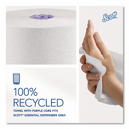 100% Recycled Hard Roll Paper Towels, 1-Ply, 8