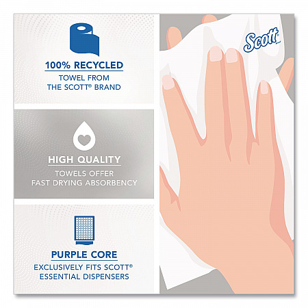 100% Recycled Hard Roll Paper Towels, 1-Ply, 8