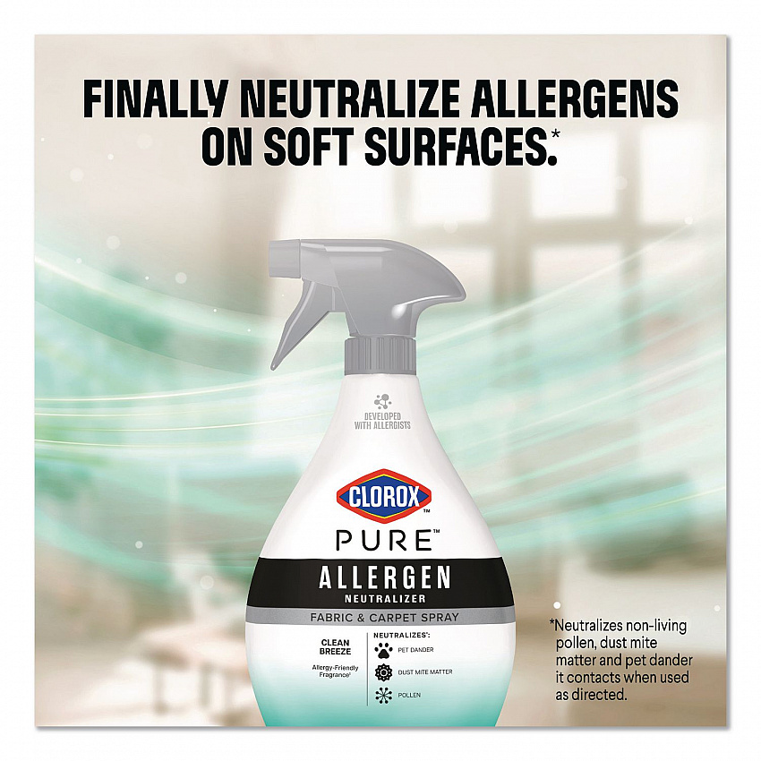 PURE Allergen Neutralizer Fabric and Carpet Spray, Clean Breeze Scent, 26 oz Spray Bottle, 6/Carton (60718CT)