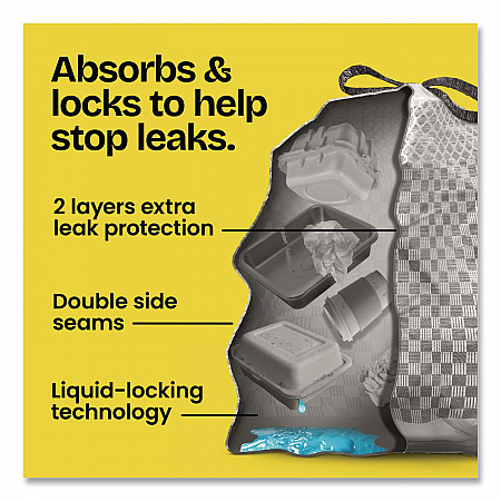 ForceFlex MaxStrength Tall Kitchen Drawstring Trash Bags, 13 gal, Lemon Sunshine Scent, 23.47 x 25.38, Gray, 90/Carton (22641CT)