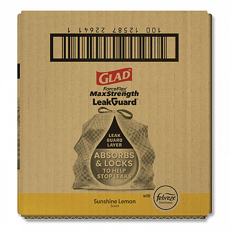 ForceFlex MaxStrength Tall Kitchen Drawstring Trash Bags, 13 gal, Lemon Sunshine Scent, 23.47 x 25.38, Gray, 90/Carton (22641CT)
